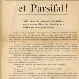 A Bas le Tango et Parsifal: Filippo Tommaso Marinetti