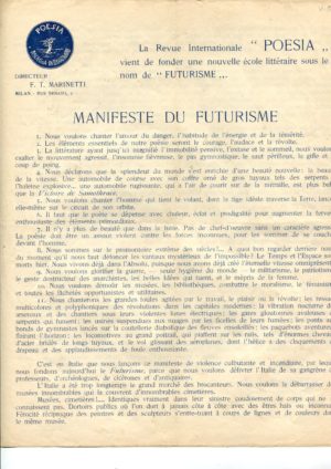 Marinetti, Manifeste du Futurisme. Poesia, Rassegna Internazionale