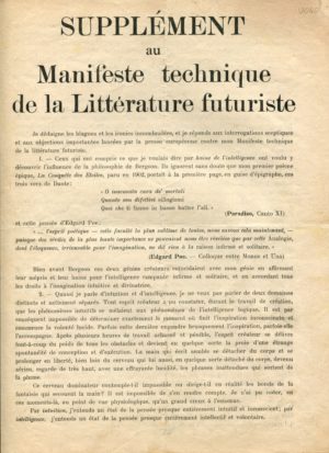 Supplément au Manifeste: Filippo Tommaso Marinetti