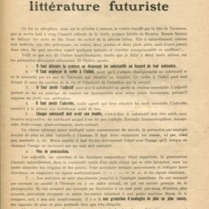 Tommaso Marinetti, Manifeste Technique de la Littérature Futuriste