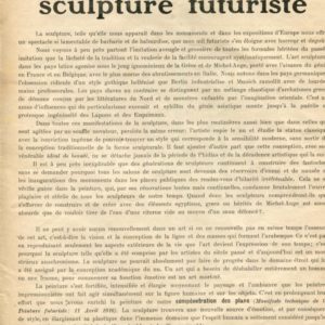 Umberto Boccioni, Manifeste Technique de la Sculpture Futuriste