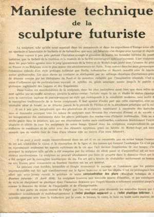 Umberto Boccioni, Manifeste Technique de la Sculpture Futuriste
